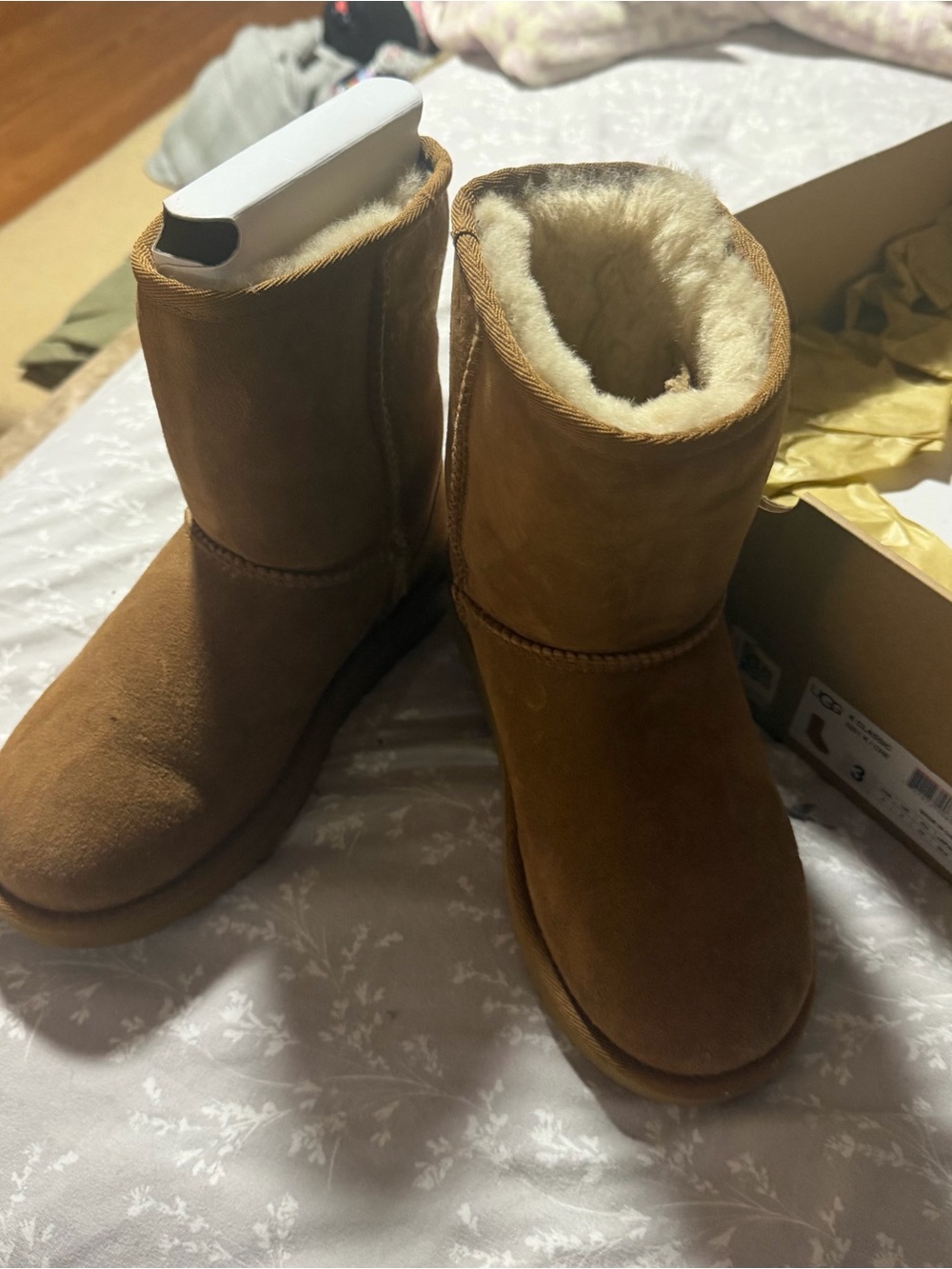UGG Kids Chestnut Suede Shearling Boots